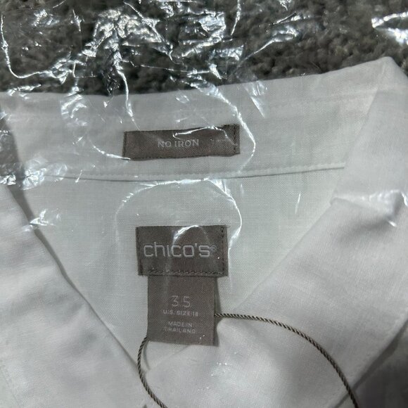 Chicos Women's Sz XL No Iron 100% Linen 3/4 Sleeve Shirt - Picture 4 of 10